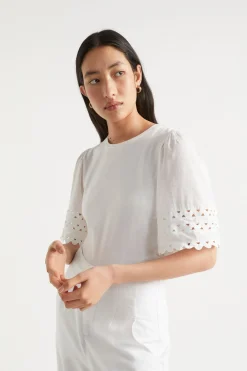 Woman Seed Heritage T-Shirts & Tops-Voile Sleeve Rik Rak Tee