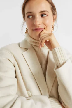 Woman Seed Heritage Jackets & Vests-Wool Blend Double Breasted Pea Coat